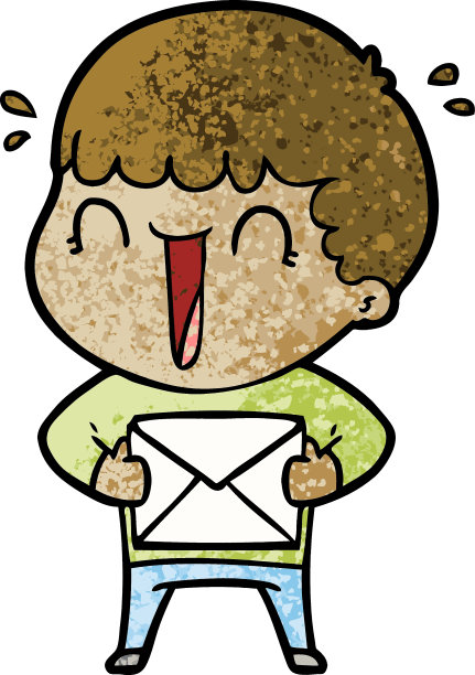 笑的卡通人与字母图片下载