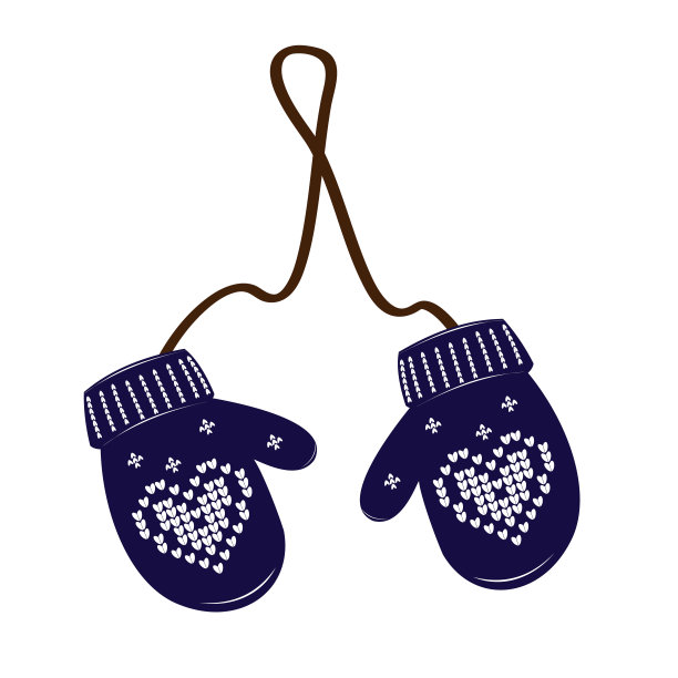 白色背景上的蓝色针织圣诞手套。印心。矢量插图。图片下载