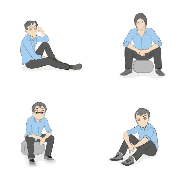 一组人坐着。矢量插图。图片下载