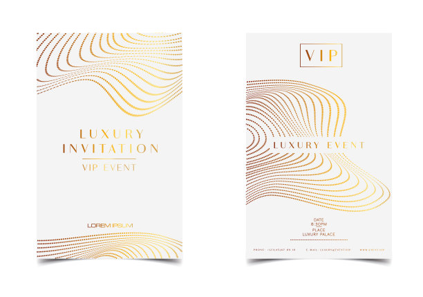 白金VIP活动豪华邀请函。优雅的贺卡与皇家金点图案。模板适用于烫金图片下载