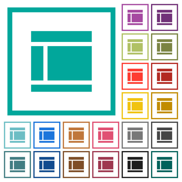 两个带象限框架的平面颜色图标图片下载