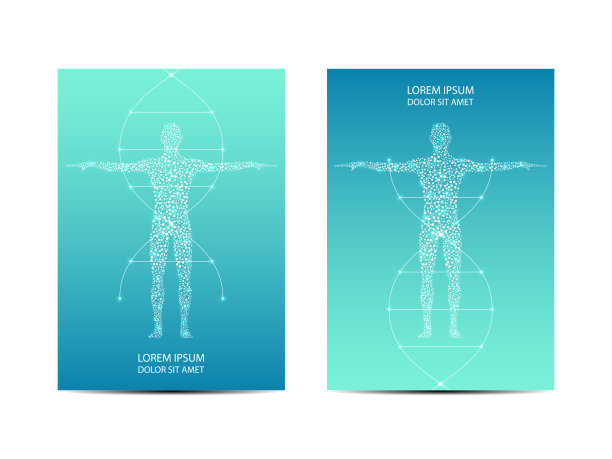 带有人体、科技概念、矢量插图的封面或海报设计图片下载