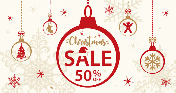 圣诞销售卡片模板-向量图片下载