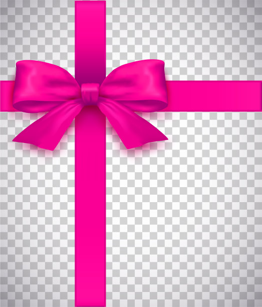 现实的粉红色蝴蝶结透明的背景图片下载