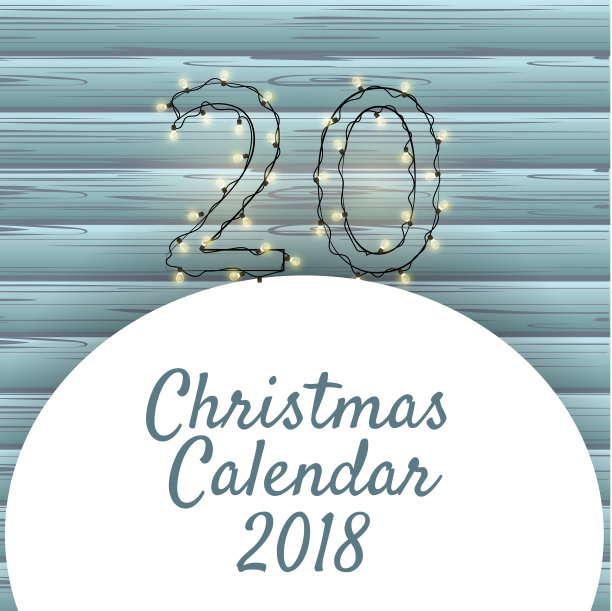 美丽的人物花环与发光的灯装饰新年的圣诞日历在12月。图片下载