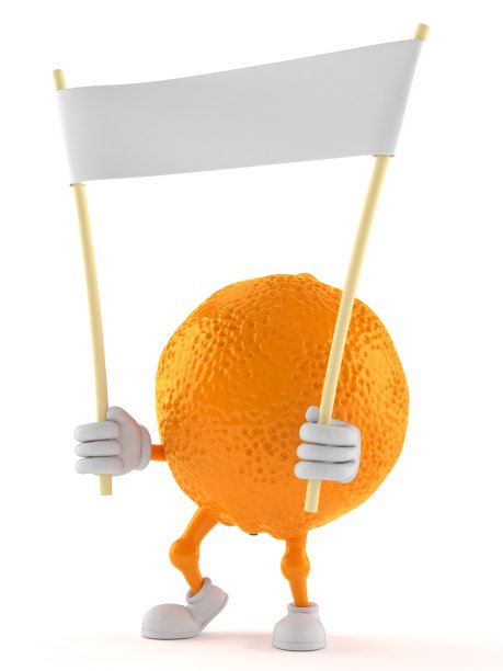 橙色字符持有空白横幅图片下载