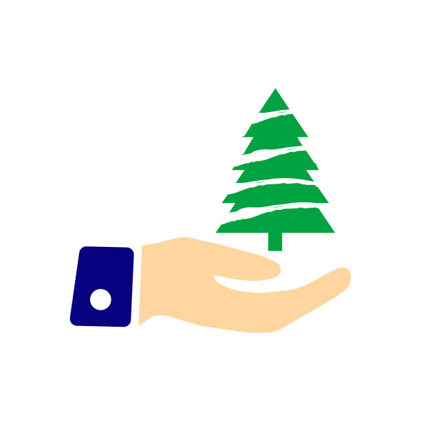 圣诞树在手上。圣诞快乐。矢量插图。图片下载