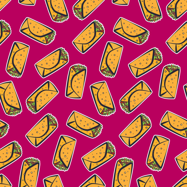 颜色图案与可爱的卡通墨西哥玉米煎饼图片下载