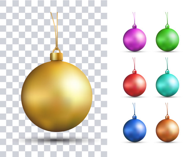 一套矢量现实的多色圣诞球素材图片