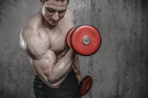 模特健美在灰色背景上摆姿势图片下载