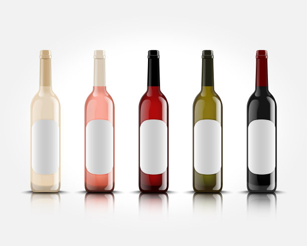 3d现实矢量酒瓶在白色背景与空标签为您的设计和图标。演示你的产品的模型图片下载