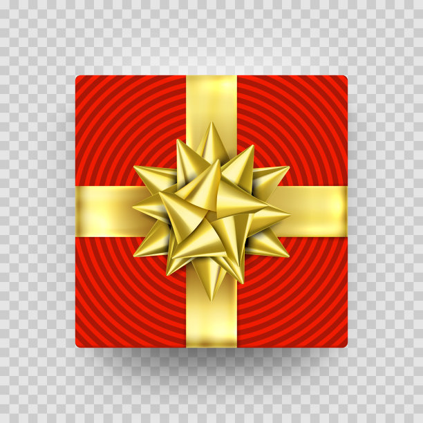 圣诞礼盒礼品红金色丝带蝴蝶结包装图案矢量孤立图片下载