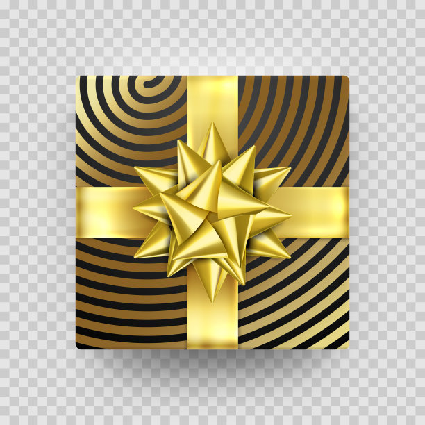 圣诞礼盒礼品金丝带蝴蝶结包装图案矢量透明背景图片下载