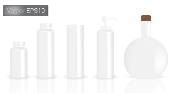 白色瓶子设置背景插图图片下载