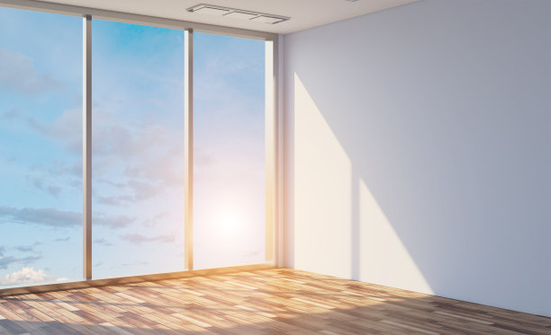 空的内部。3 d渲染。日落。图片下载