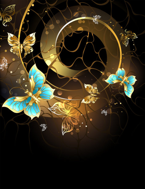 金色蝴蝶盘旋图片下载