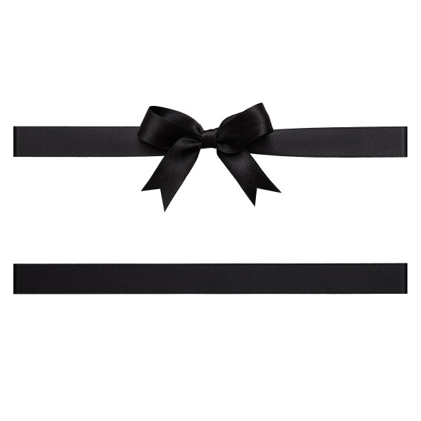 黑色的礼物丝带系在一个蝴蝶结上白色的背景，剪出顶视图图片下载