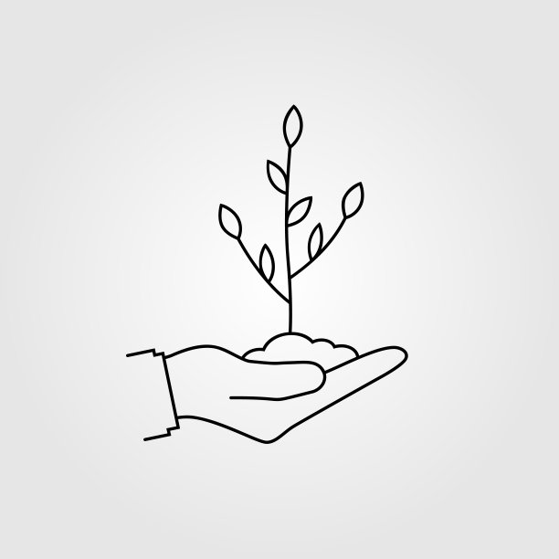 人的手握着小树的黑线图片下载