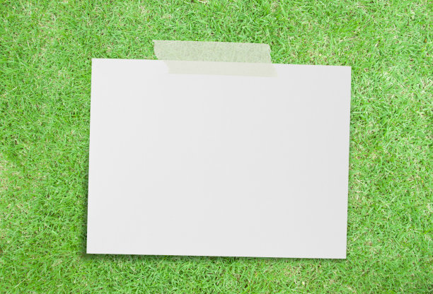 笔记纸以绿草为背景图片下载