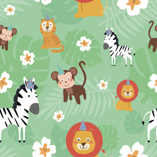 有趣的非洲动物无缝模式的孩子假期图片下载