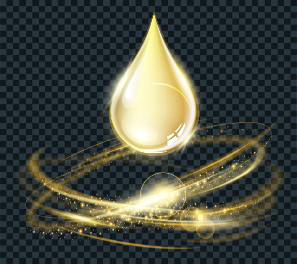 矢量圆形光效果，在黑色背景上有闪光和光滴隔离。用于化妆品广告模板和美术设计。透明的光线效果。素材图片