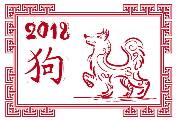 2018年中国新年象征在传统的红框亚洲节日卡片图片下载