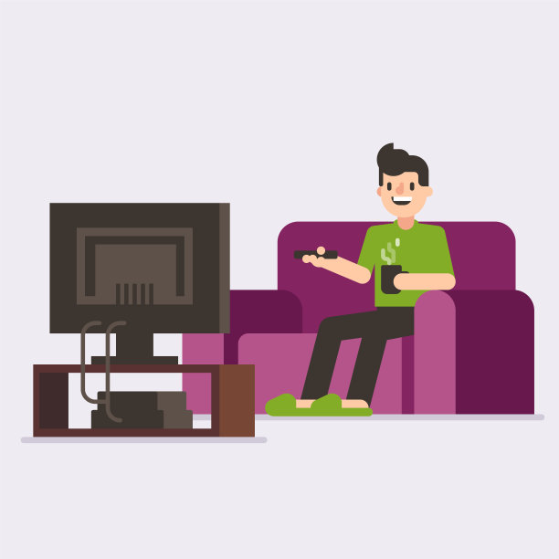 人看电视。在室内的沙发上喝咖啡的男人图片下载