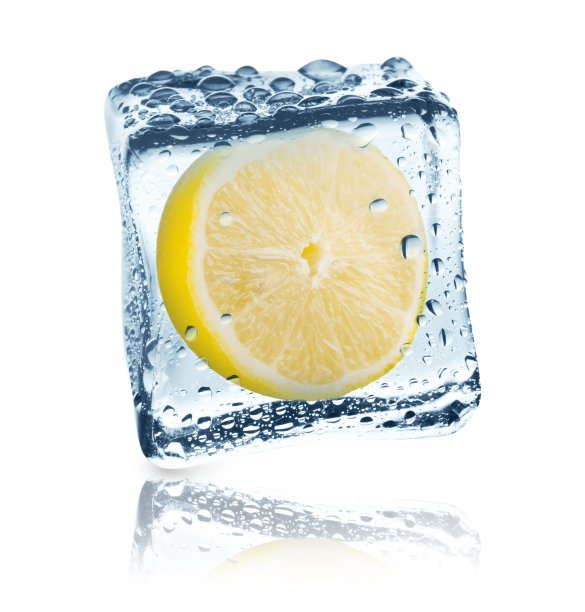 柠檬冰冻冰块，孤立图片下载