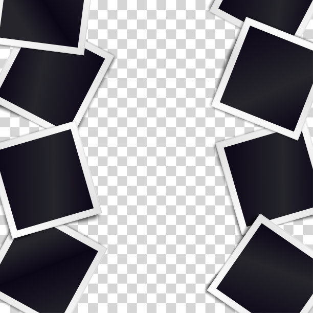 现实的黑色相框的边界上透明的背景。模板的设计。矢量插图。图片下载