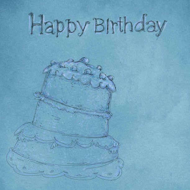 画在彩色背景上写着生日字样的蛋糕图片下载