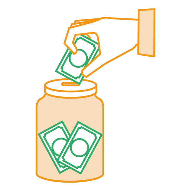 玻璃罐和纸币的手保护器图片下载