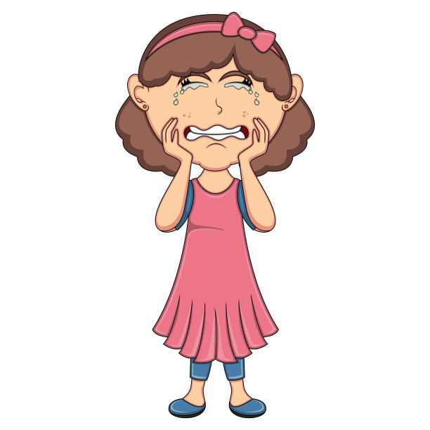 哭泣的女孩卡通图片下载