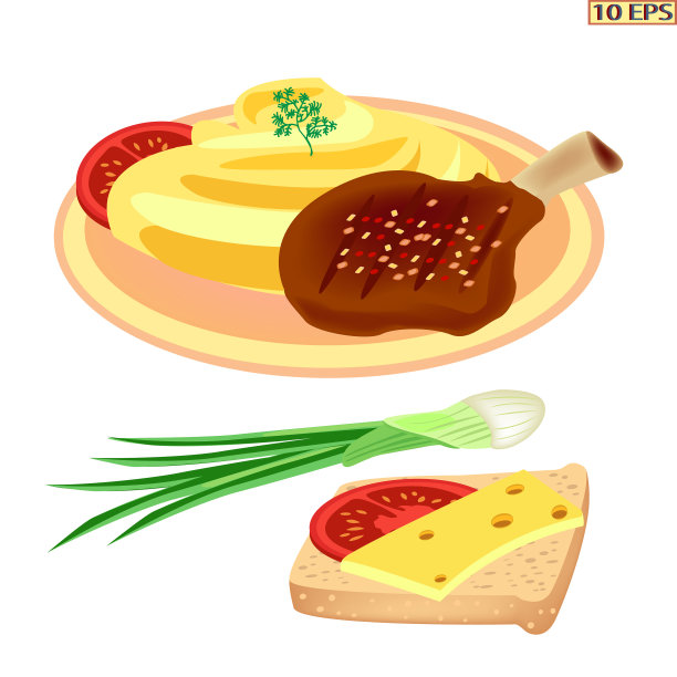 肉丸,土豆捣碎。盘子里的肉片和土豆。炸肉剁碎。汉堡和配菜。青菜、蕃茄和肉rissole。图片下载