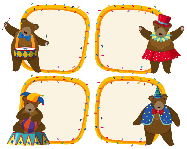 边界模板与马戏团中的棕熊图片下载