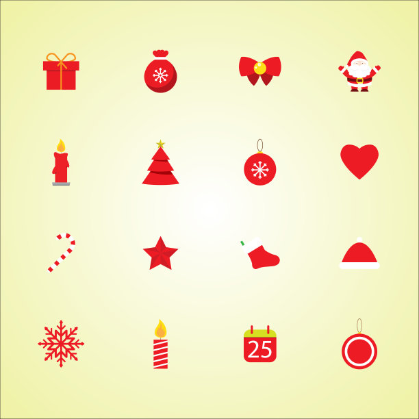 圣诞节红色扁平图标图片下载