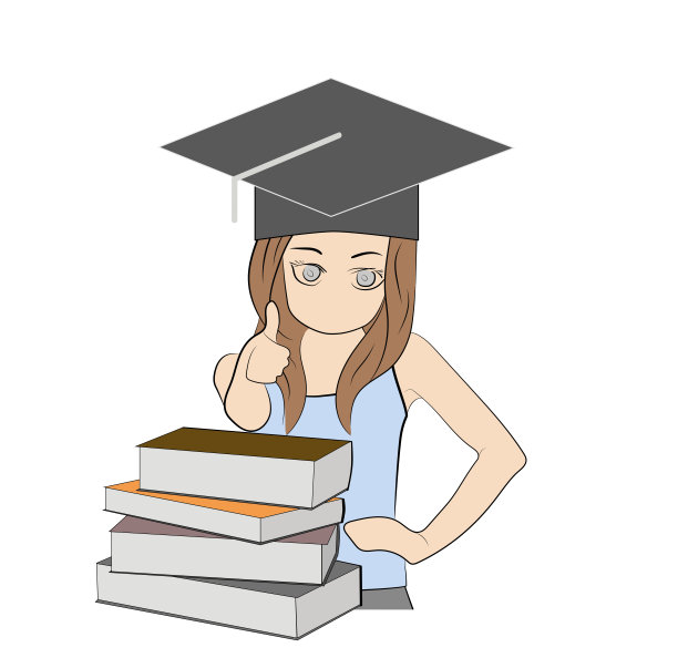 书中的背景女孩。教育的概念。矢量插图。图片下载