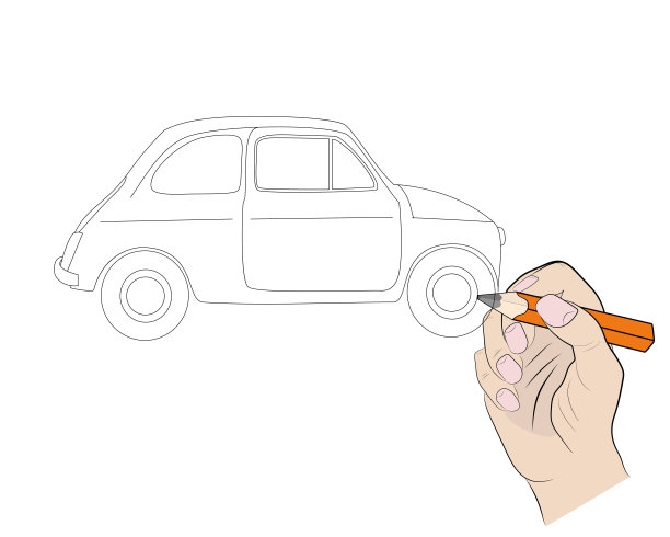 用铅笔画一辆汽车。矢量插图。图片下载