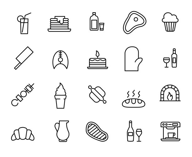 高级套餐的食品系列图标。图片下载