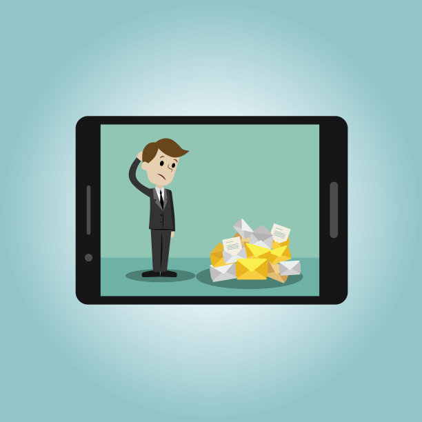 发现自己将会很忙的商人或经理。很多电子邮件图片下载