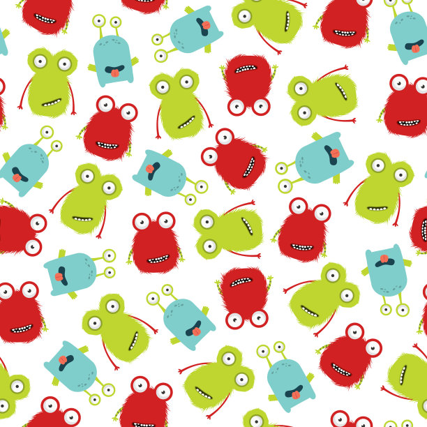 无缝怪物矢量图案图片下载