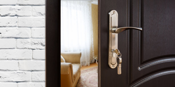 半开的门现代客厅特写。图片下载