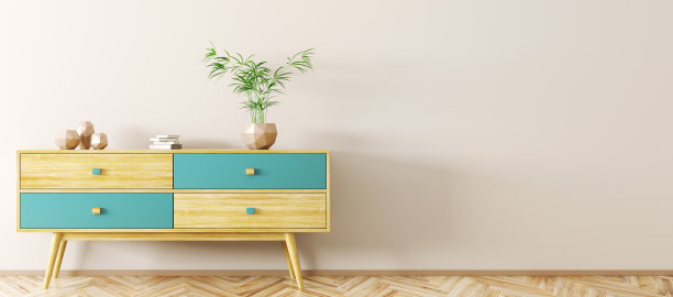 室内木制餐具柜3d渲染图片下载