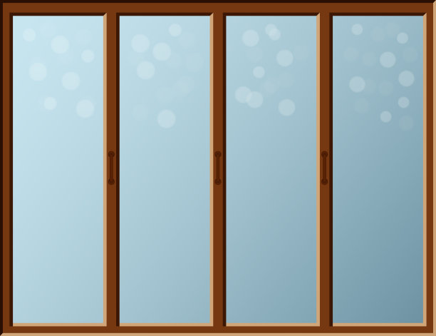 卡通窗户，玻璃上有薄雾效果。室内的观点图片下载