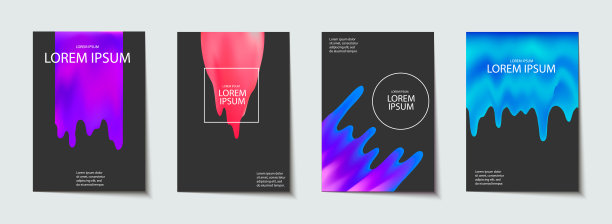 新潮的模板设置与未来派现代霓虹灯形状的海报，封面，卡片，小册子，横幅。图片下载