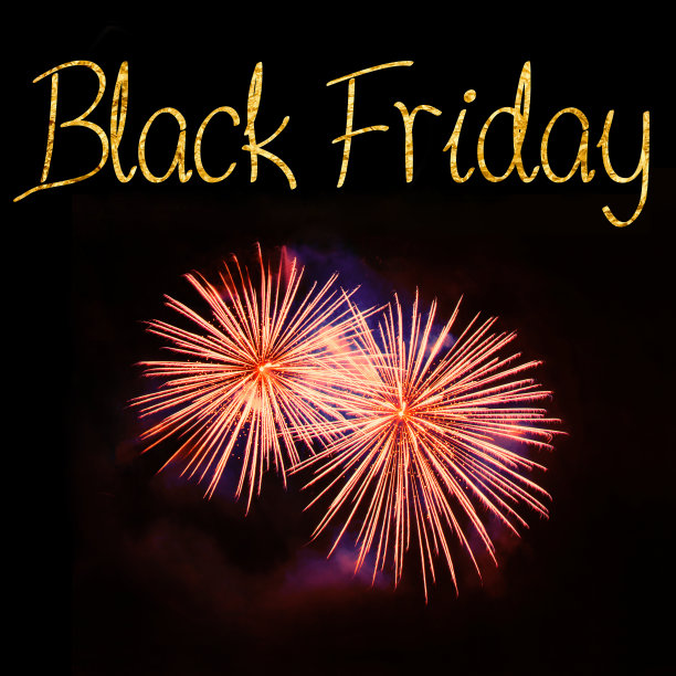 带烟花的黑色星期五卡片图片下载