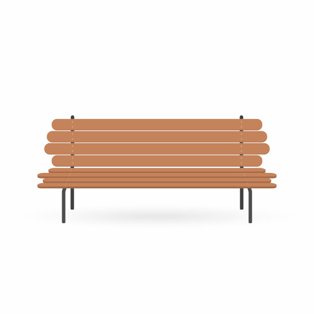 木制的长凳上。街道上的棕色长凳孤立在白色的背景下图片下载