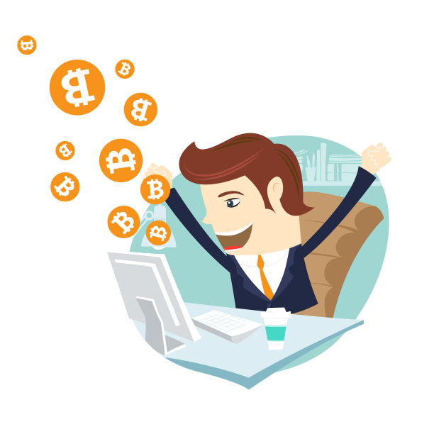 挖掘比特币的有趣商人。矿币数字货币加密货币图片下载