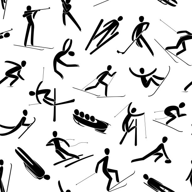 冬运会剪影人物活动的抽象背景图案图片下载