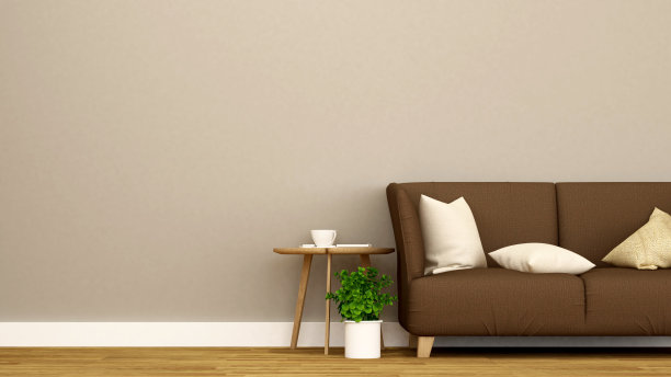 客厅和空间的艺术品公寓或咖啡店-室内设计- 3D渲染图片下载