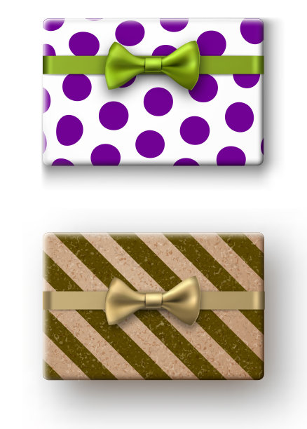 带蝴蝶结的圣诞礼盒。图片下载